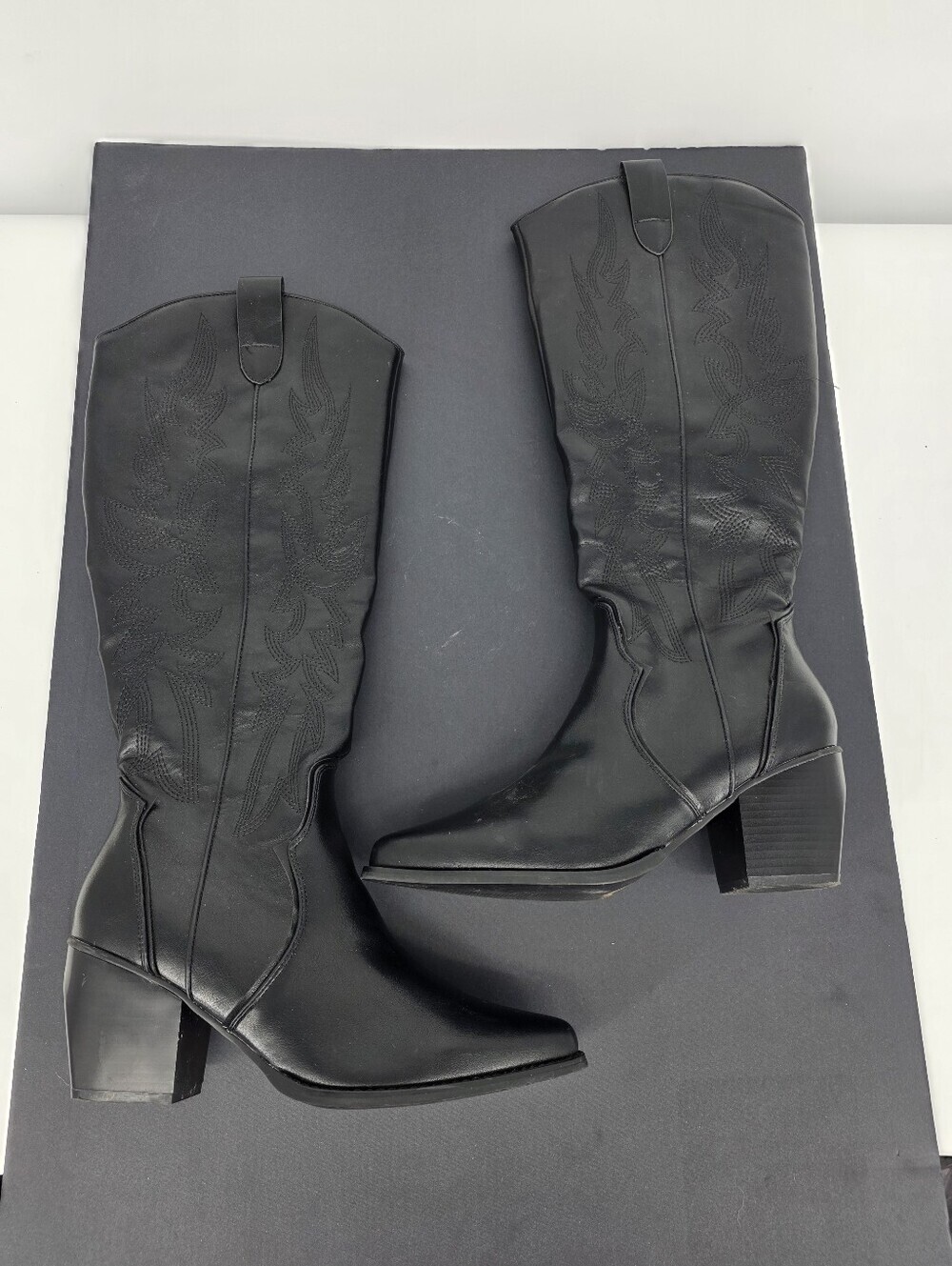 Dream Pairs Black Western Knee High Cowboy Boots Womens 9 Shoes